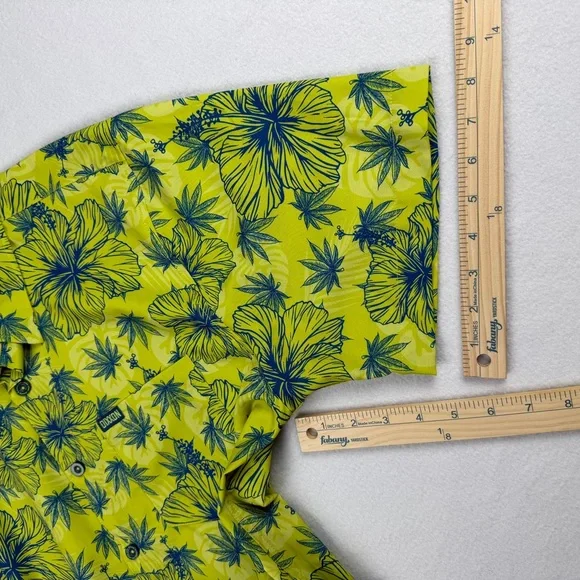 Dixxon Men's Maui Waui Short Sleeve Party‎ Shirt Hibiscus Green Medium - Picture 4 of 10